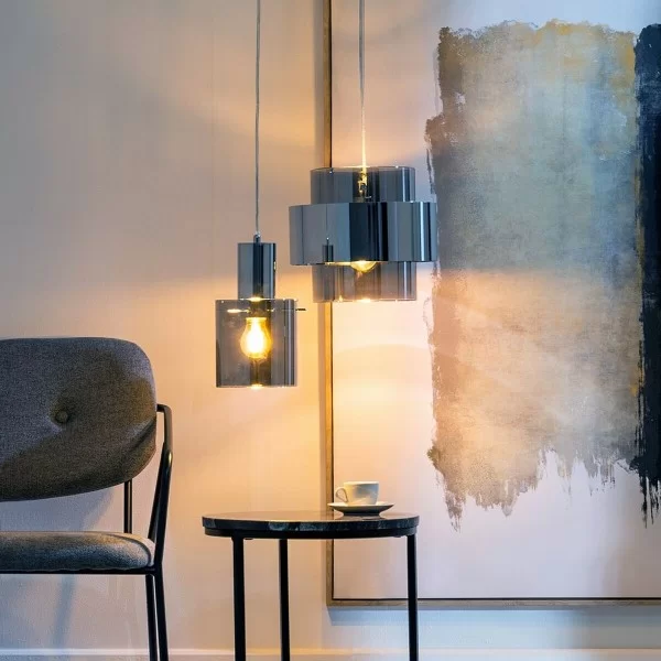 Ceiling Light 13 x 13 x 120 cm Crystal Metal Silver Ø 15 cm