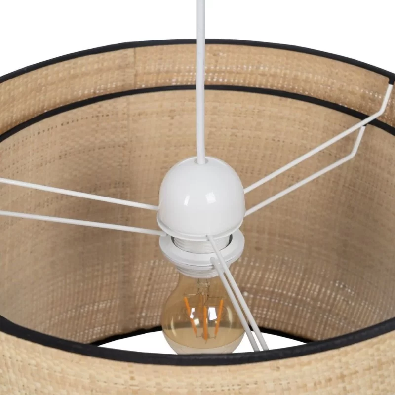 Ceiling Light Black Natural Raffia Iron Plastic...