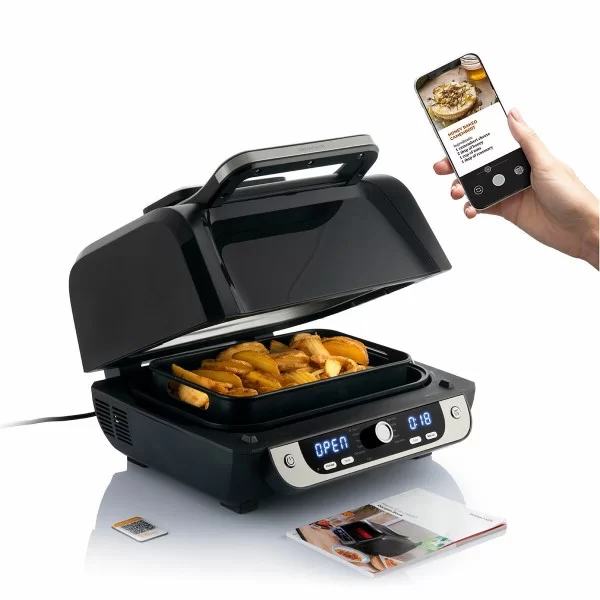 Oil-free Fryer with Grill, Accessories and Recipe Book InnovaGoods Air Fryer Fryinn 12-in-1 6000 Black Steel 6 L 3400 W