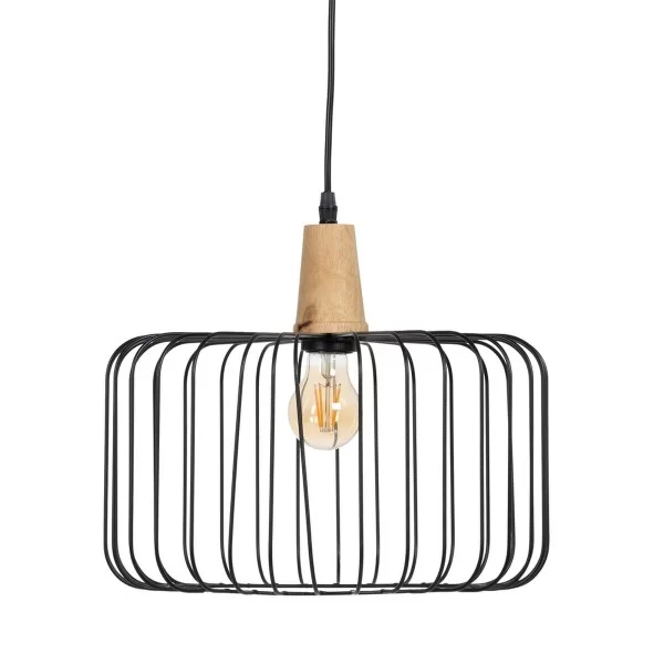 Ceiling Light Black Natural Wood Iron 220-240 V 35 x 35 cm