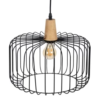 Ceiling Light Black Natural Wood Iron 220-240 V 35 x 35 cm 2