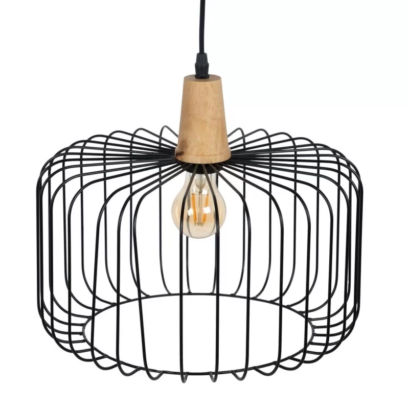 Ceiling Light Black Natural Wood Iron 220-240 V...