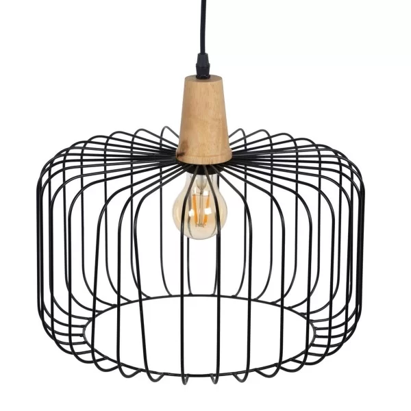 Ceiling Light Black Natural Wood Iron 220-240 V 35 x 35 cm