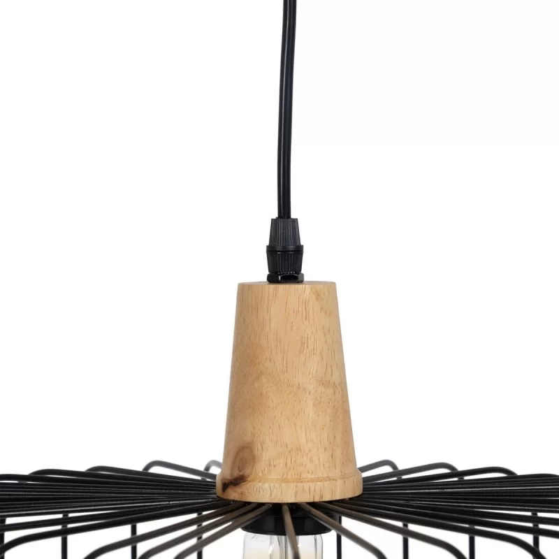 Ceiling Light Black Natural Wood Iron 220-240 V...
