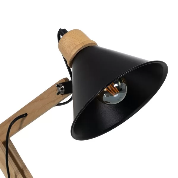 Desk lamp Black Natural Wood Iron 60 W 220-240 V 39 x 19 x 55 cm