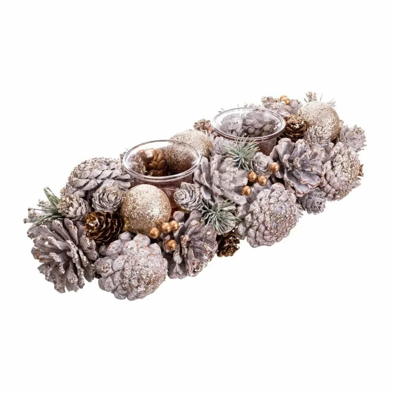 Christmas Candle Holder White Golden Plastic...