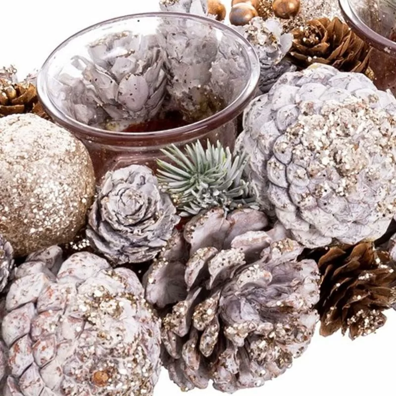 Christmas Candle Holder White Golden Plastic...