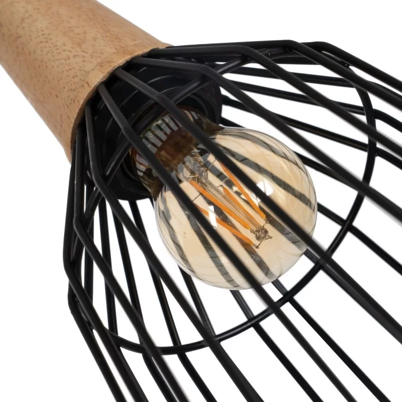 Ceiling Light Black Natural Wood Iron 220-240 V...