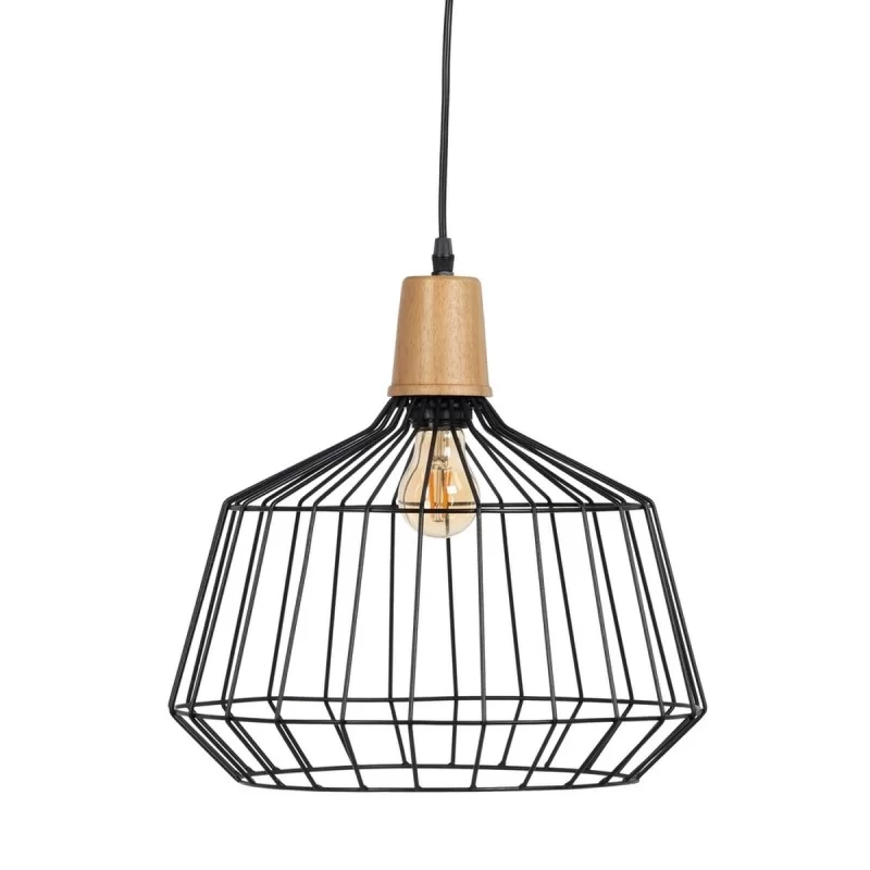 Ceiling Light Black Natural Wood Iron 220-240 V 36 x 36 cm