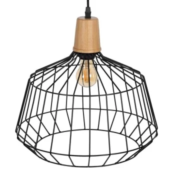 Ceiling Light Black Natural Wood Iron 220-240 V 36 x 36 cm 2