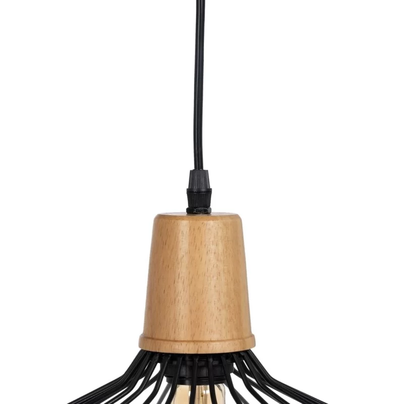 Ceiling Light Black Natural Wood Iron 220-240 V...