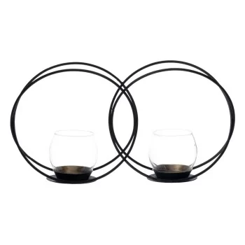 Candleholder 35,5 x 8,2 x 18,7 cm Crystal Black Metal (2... 2
