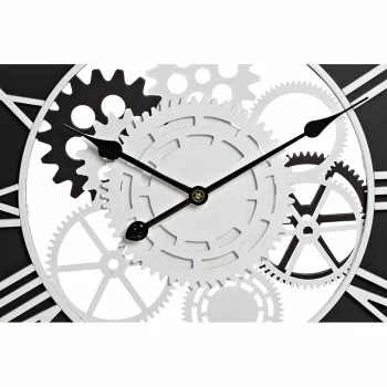 Wall Clock DKD Home Decor Wood Black White Iron Gears (60...