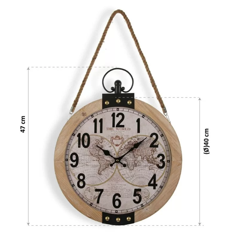 Wall Clock Versa Mapamundi 40 x 6,5 x 47 cm MDF...