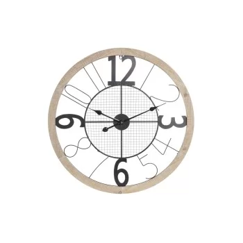 Wall Clock DKD Home Decor Natural Black MDF Iron (70 x 4...