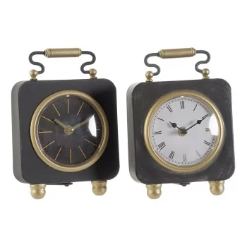 Table clock DKD Home Decor Black Silver PVC Metal Plastic...