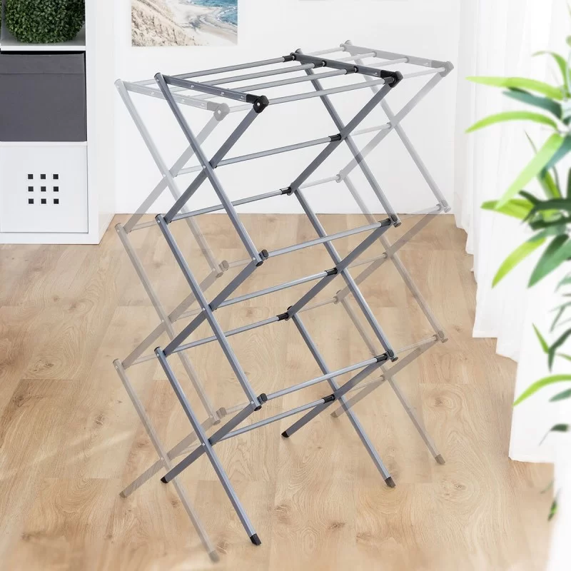 Folding and Extendable Metal Clothes Dryer with...