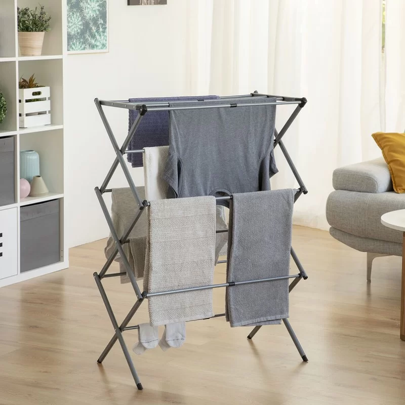 Folding and Extendable Metal Clothes Dryer with...