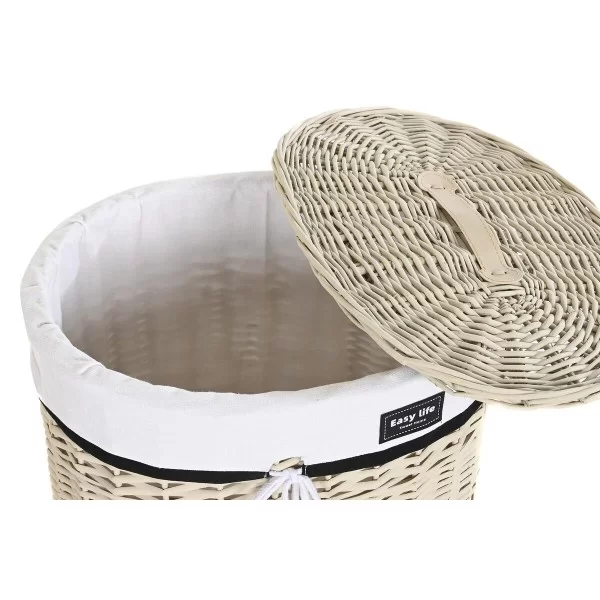 Set of Baskets DKD Home Decor 51 x 38 x 58 cm Beige Polyester White wicker