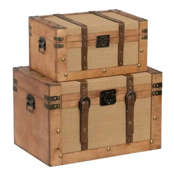 Set of Chests 45 x 30 x 29 cm Synthetic Fabric Wood (2...