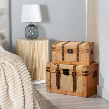 Set of Chests 45 x 30 x 29 cm Synthetic Fabric Wood (2... 2