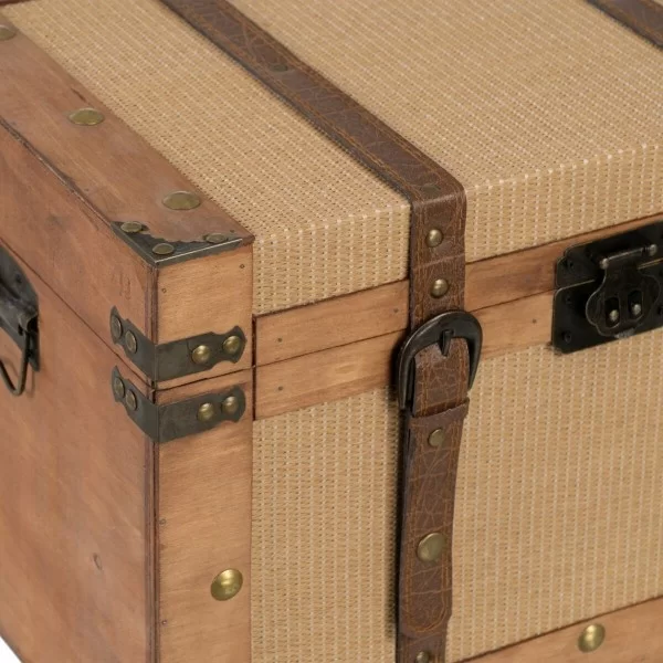 Set of Chests 45 x 30 x 29 cm Synthetic Fabric Wood (2 Pieces)