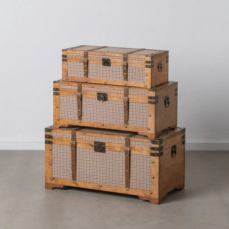 Set of Chests 90 x 47 x 45 cm Synthetic Fabric...