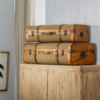 Set of Chests 80 x 41,5 x 25 cm Synthetic Fabric Wood (2... 2