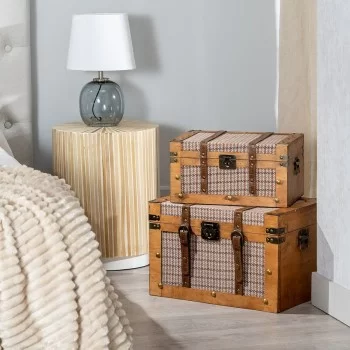 Set of Chests 45 x 30 x 29 cm Synthetic Fabric Wood... 2