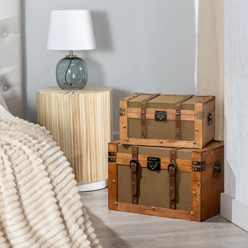 Set of Chests 45 x 30 x 29 cm Synthetic Fabric...