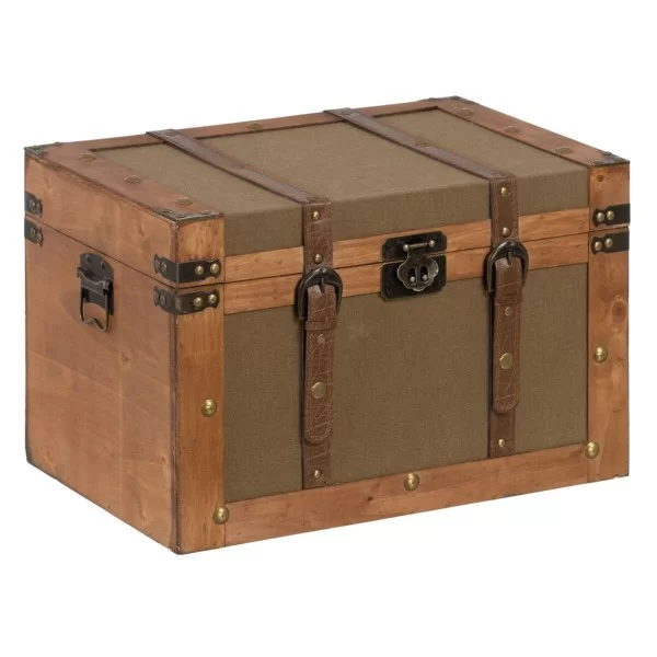 Set of Chests 45 x 30 x 29 cm Synthetic Fabric Wood (2 Pieces)