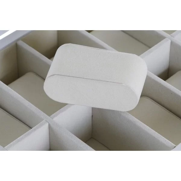 Box for watches DKD Home Decor 29 x 20 x 9 cm Crystal White Ivory MDF Wood