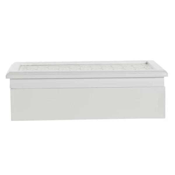 Box for watches DKD Home Decor 29 x 20 x 9 cm Crystal White Ivory MDF Wood