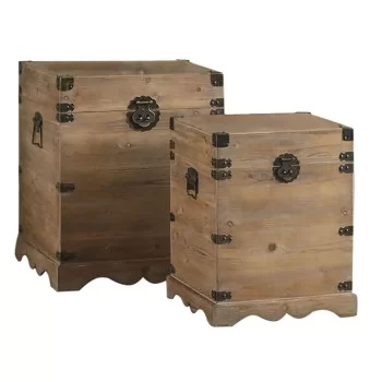 Set of Chests DKD Home Decor Fir Metal Oriental 50 x 50 x...