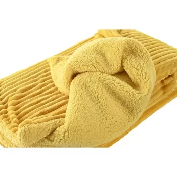 Blanket DKD Home Decor 150 x 200 x 2 cm Yellow Mustard... 2