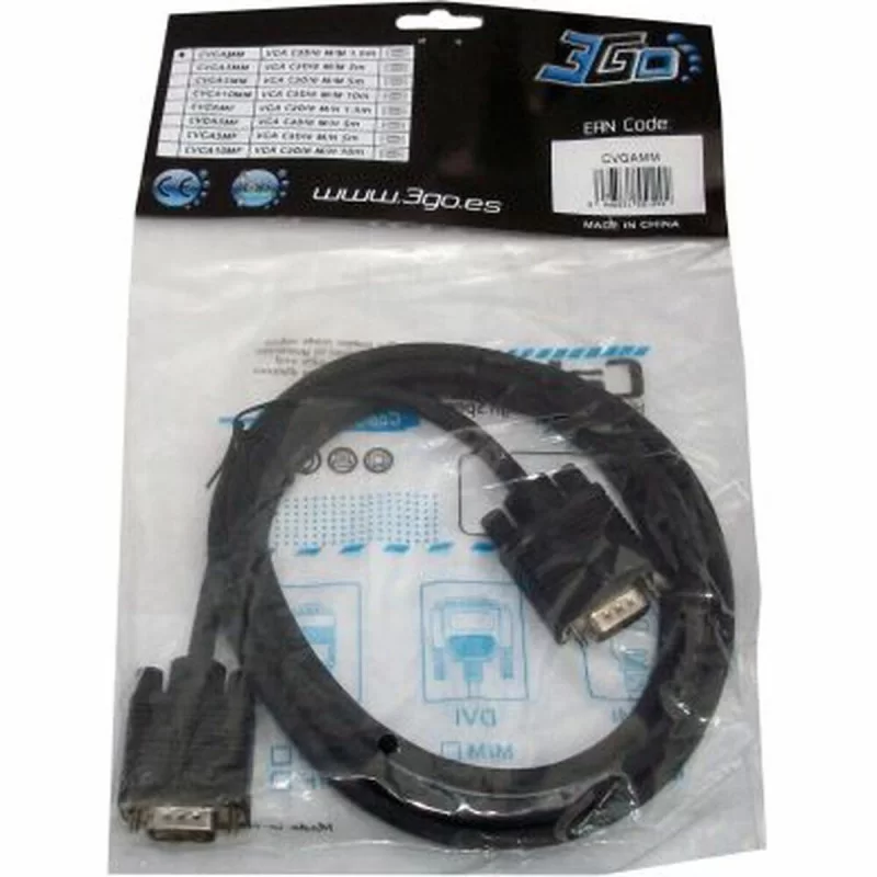 VGA Cable 3GO CVGA3MM Black 3 m