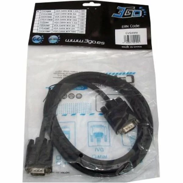 VGA Cable 3GO CVGA3MM Black 3 m