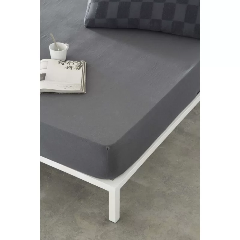 Fitted bottom sheet Naturals ELBA Dark grey 135...