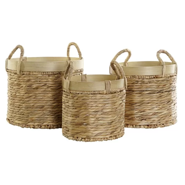 Basket set DKD Home Decor Bamboo Tropical Rushes (35 x 35 x 30,5 cm) (3 Pieces)
