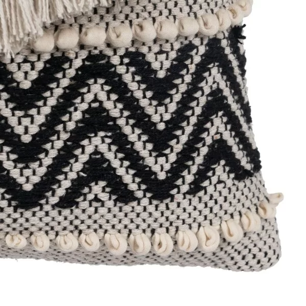 Cushion Cotton Black Beige 45 x 45 cm