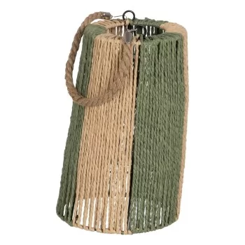 Lantern Candleholder Lantern Green Beige Metal Paper...