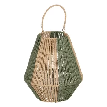 Lantern Candleholder Lantern Green Beige Metal Paper...