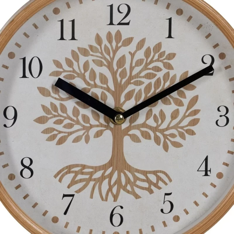Wall Clock Tree White Natural Wood Crystal 22 x...