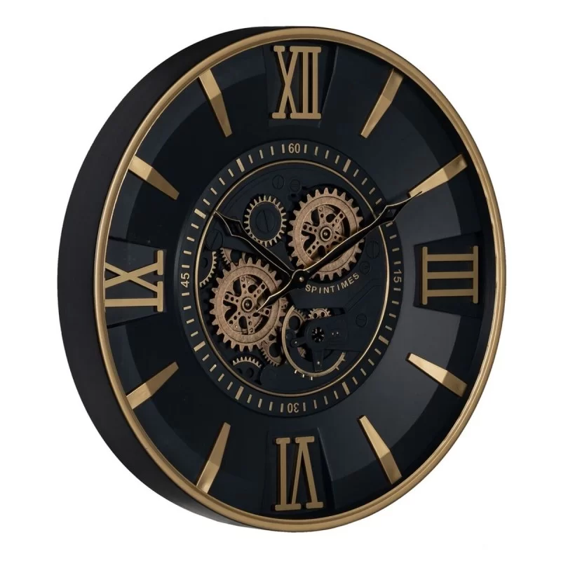 Wall Clock Black Golden Crystal Iron 59 x 8,5 x...