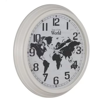 Wall Clock World Map White Black Iron 70 x 70 x 6,5 cm 2
