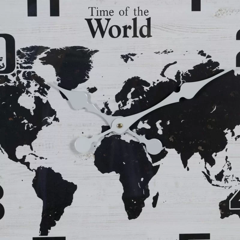 Wall Clock World Map White Black Iron 70 x 70 x...