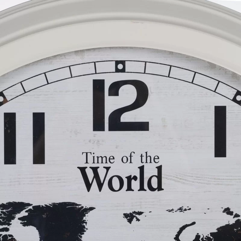 Wall Clock World Map White Black Iron 70 x 70 x...