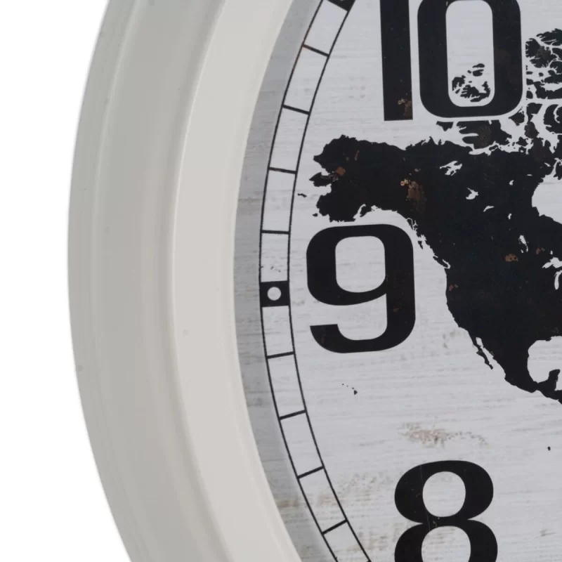 Wall Clock World Map White Black Iron 70 x 70 x...