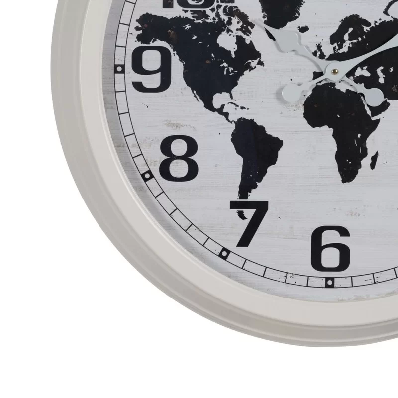 Wall Clock World Map White Black Iron 70 x 70 x...