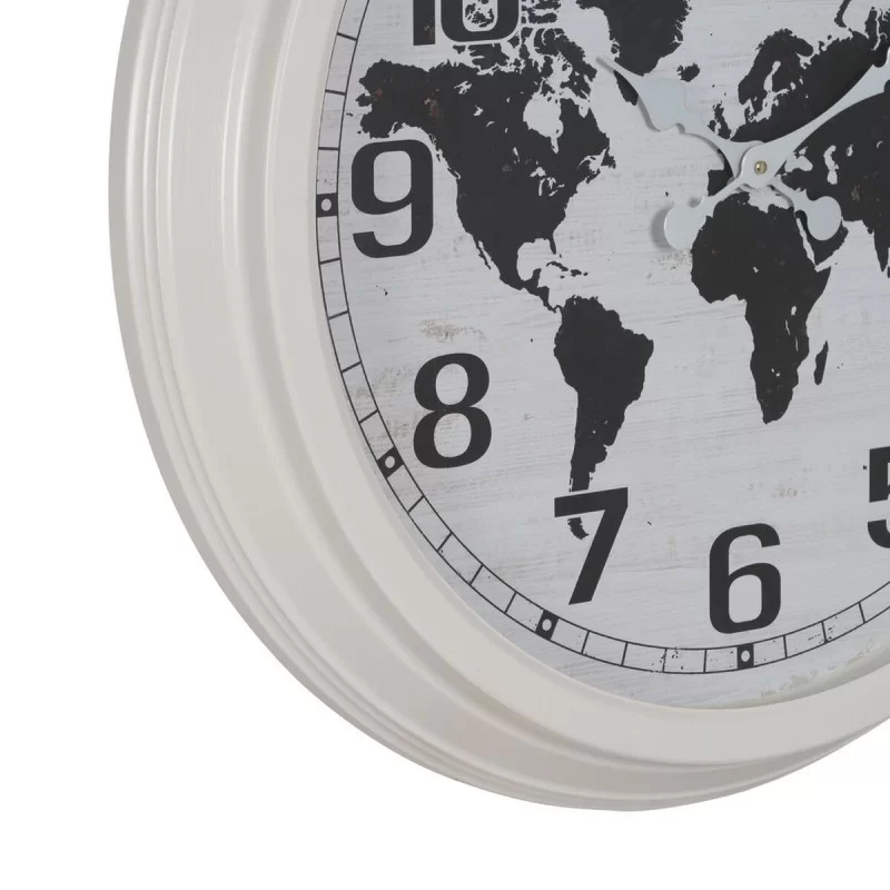 Wall Clock World Map White Black Iron 70 x 70 x...